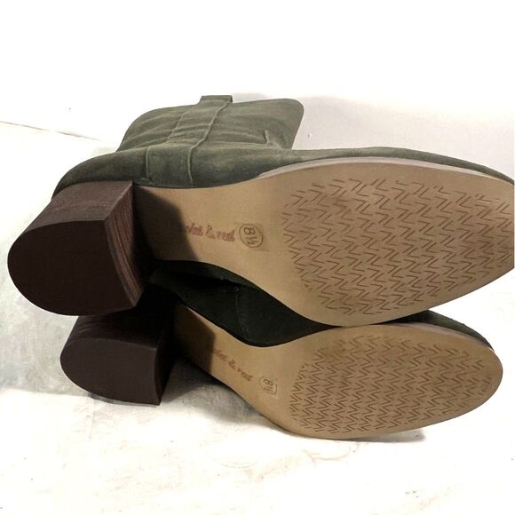 New Violet & Red Hunter Green Suede Midcalf Boots Size 8 1/2 - Picture 4 of 4